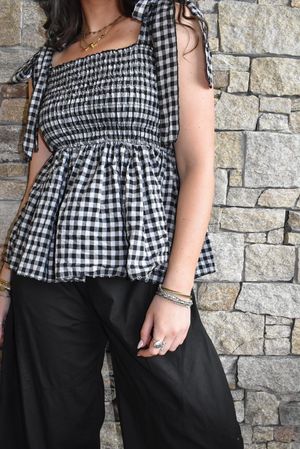 Nonni Gingham Bandeau Cami Black